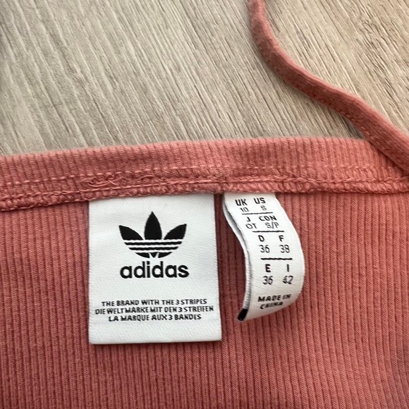 Adidas Blush Pink y2k cami Crop Top with Gold Decal - Picture 3 of 4